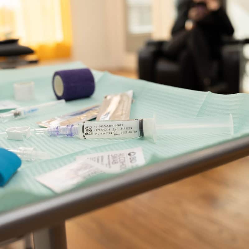 Root-Cause Healthcare treatment supplies prepared for a personalized in-office wellness session